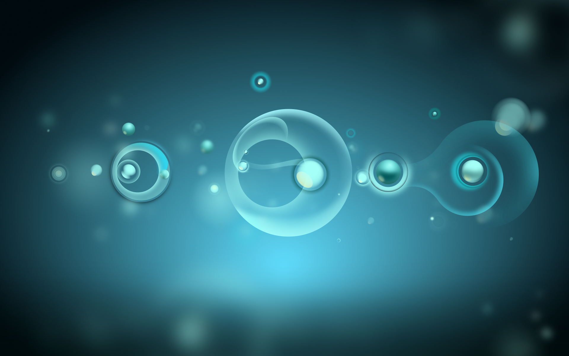 Abstract blue planet-like bubbles background